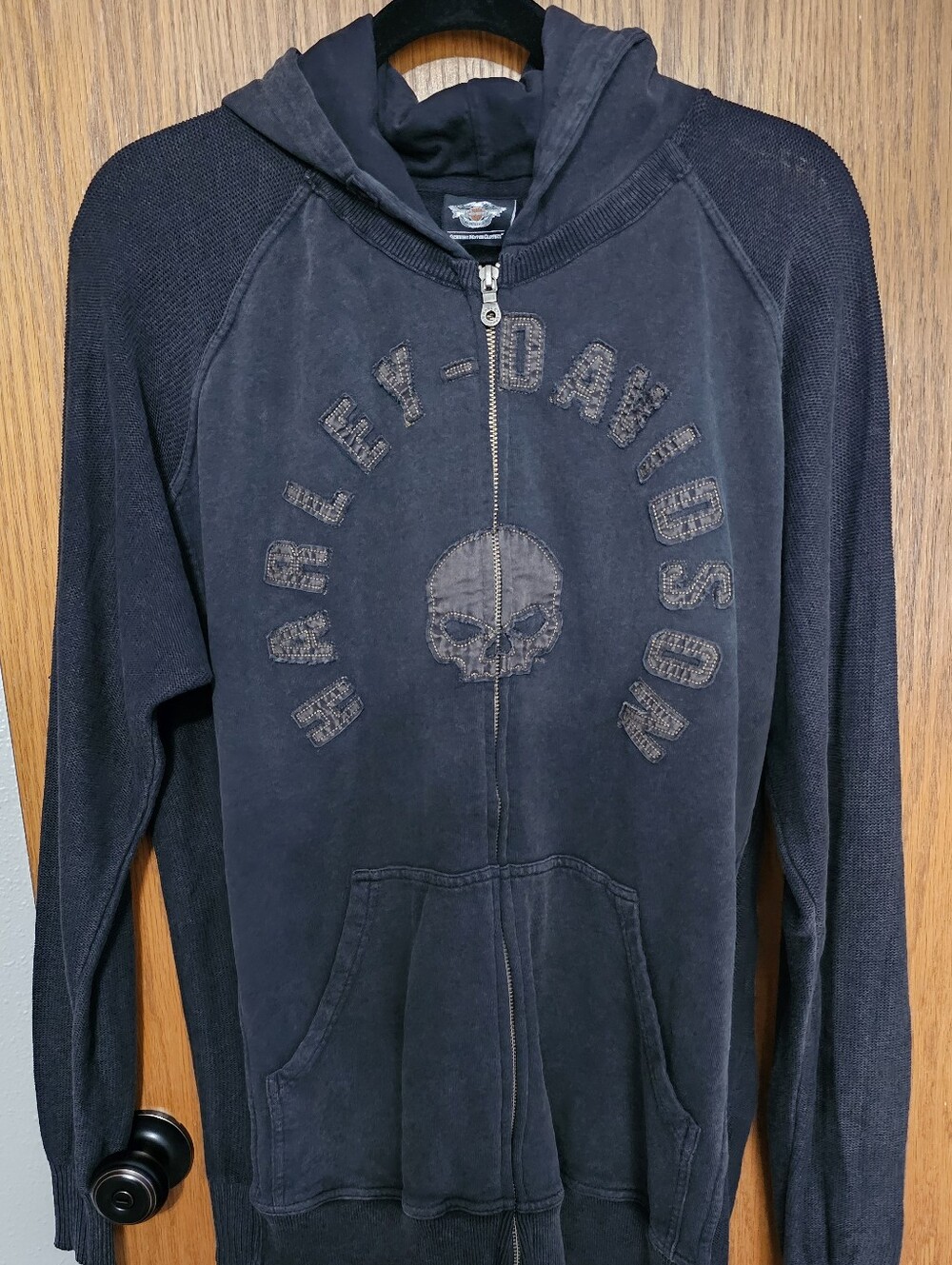 FINAL..Harley-Davidson Men's Black/Charcoal Skull Zip-Up Sweatershirt - Picture 9 of 9